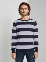 striped jumper - Men - navy block stripe striped jumper - Men - navy block stripe - 1 - TOM TAILOR