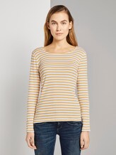 gestreiftes Langarmshirt - Frauen - offwhite yellow stripe gestreiftes Langarmshirt - Frauen - offwhite yellow stripe - 1 - TOM TAILOR