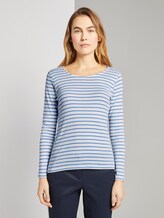 gestreiftes Langarmshirt - Frauen - offwhite mid blue stripe gestreiftes Langarmshirt - Frauen - offwhite mid blue stripe - 1 - TOM TAILOR