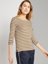 Striped long-sleeved shirt - Women - offwhite camel stripe Striped long-sleeved shirt - Women - offwhite camel stripe - 5 - TOM TAILOR