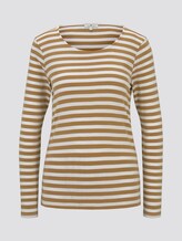 Striped long-sleeved shirt - Women - offwhite camel stripe Striped long-sleeved shirt - Women - offwhite camel stripe - 7 - TOM TAILOR