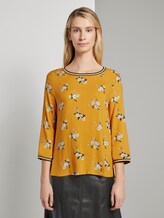 Langarmshirt mit Blumenprint im Materialmix - Frauen - yellow flower design Langarmshirt mit Blumenprint im Materialmix - Frauen - yellow flower design - 1 - TOM TAILOR