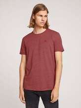 Strukturiertes T-Shirt - Männer - burned cordovan red melange Strukturiertes T-Shirt - Männer - burned cordovan red melange - 1 - TOM TAILOR Denim