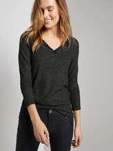 Langarmshirt mit Spitzendetail - Frauen - Anthracite Melange Langarmshirt mit Spitzendetail - Frauen - Anthracite Melange - 5 - TOM TAILOR