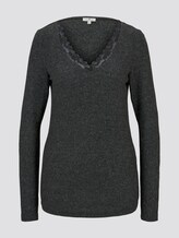 Langarmshirt mit Spitzendetail - Frauen - Anthracite Melange Langarmshirt mit Spitzendetail - Frauen - Anthracite Melange - 7 - TOM TAILOR
