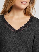 Langarmshirt mit Spitzendetail - Frauen - Anthracite Melange Langarmshirt mit Spitzendetail - Frauen - Anthracite Melange - 9 - TOM TAILOR