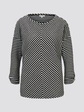 TOM TAILOR Damen Sweatshirt in Jacquard-Optik, schwarz, gestreift, Gr.M