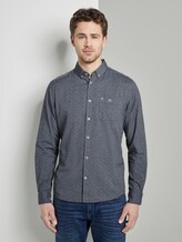 Gemustertes Hemd mit Button-Down-Kragen - Männer - navy white dobby twill Gemustertes Hemd mit Button-Down-Kragen - Männer - navy white dobby twill - 1 - TOM TAILOR