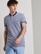 Structured Pique Poloshirt - Men - Agate Stone Blue Melange Structured Pique Poloshirt - Men - Agate Stone Blue Melange - 5 - TOM TAILOR Denim