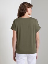 Gestreiftes T-Shirt im Material-Mix - Frauen - Woodland Green Gestreiftes T-Shirt im Material-Mix - Frauen - Woodland Green - 2 - TOM TAILOR
