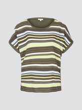 Gestreiftes T-Shirt im Material-Mix - Frauen - Woodland Green Gestreiftes T-Shirt im Material-Mix - Frauen - Woodland Green - 7 - TOM TAILOR