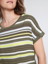 Gestreiftes T-Shirt im Material-Mix - Frauen - Woodland Green Gestreiftes T-Shirt im Material-Mix - Frauen - Woodland Green - 9 - TOM TAILOR