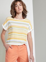Gestreiftes T-Shirt im Material-Mix - Frauen - yellow multicolor stripe Gestreiftes T-Shirt im Material-Mix - Frauen - yellow multicolor stripe - 5 - TOM TAILOR