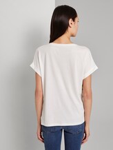 Striped T-shirt in a material mix - Women - green multicolor stripe Striped T-shirt in a material mix - Women - green multicolor stripe - 2 - TOM TAILOR