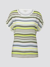 Striped T-shirt in a material mix - Women - green multicolor stripe Striped T-shirt in a material mix - Women - green multicolor stripe - 7 - TOM TAILOR