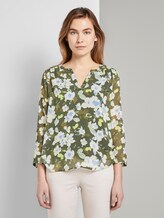 Chiffon-Jersey Langarmshirt mit floralem Print - Frauen - small khaki floral design Chiffon-Jersey Langarmshirt mit floralem Print - Frauen - small khaki floral design - 1 - TOM TAILOR