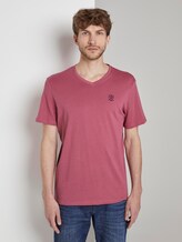 Basic T-Shirt mit V-Ausschnitt - Männer - wine rose pink Basic T-Shirt mit V-Ausschnitt - Männer - wine rose pink - 1 - TOM TAILOR