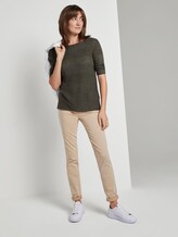 Pullover mit Streifenstruktur aus Leinengemisch - Frauen - Woodland Green Pullover mit Streifenstruktur aus Leinengemisch - Frauen - Woodland Green - 3 - TOM TAILOR