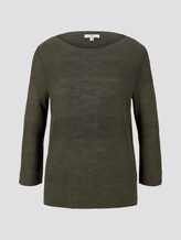 Pullover mit Streifenstruktur aus Leinengemisch - Frauen - Woodland Green Pullover mit Streifenstruktur aus Leinengemisch - Frauen - Woodland Green - 7 - TOM TAILOR
