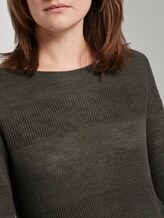 Pullover mit Streifenstruktur aus Leinengemisch - Frauen - Woodland Green Pullover mit Streifenstruktur aus Leinengemisch - Frauen - Woodland Green - 9 - TOM TAILOR