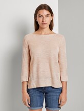 Pullover mit Streifenstruktur aus Leinengemisch - Frauen - soft vanilla Pullover mit Streifenstruktur aus Leinengemisch - Frauen - soft vanilla - 1 - TOM TAILOR