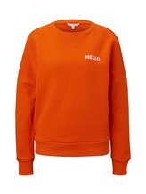 TOM TAILOR DENIM Damen Sweatshirt mit Schrift-Print, orange, Gr.S