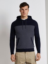 Hoodie in a structured mix - Men - navy white stripe Hoodie in a structured mix - Men - navy white stripe - 1 - TOM TAILOR