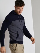Hoodie in a structured mix - Men - navy white stripe Hoodie in a structured mix - Men - navy white stripe - 5 - TOM TAILOR