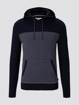 Hoodie in a structured mix - Men - navy white stripe Hoodie in a structured mix - Men - navy white stripe - 7 - TOM TAILOR