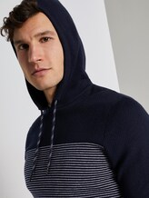 Hoodie in a structured mix - Men - navy white stripe Hoodie in a structured mix - Men - navy white stripe - 9 - TOM TAILOR