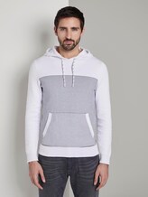 Hoodie in a structured mix - Men - white navy stripe Hoodie in a structured mix - Men - white navy stripe - 1 - TOM TAILOR