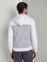 Hoodie in a structured mix - Men - white navy stripe Hoodie in a structured mix - Men - white navy stripe - 2 - TOM TAILOR