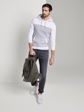 Hoodie in a structured mix - Men - white navy stripe Hoodie in a structured mix - Men - white navy stripe - 3 - TOM TAILOR