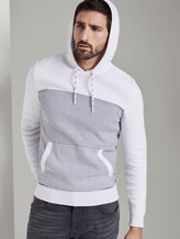 Hoodie in a structured mix - Men - white navy stripe Hoodie in a structured mix - Men - white navy stripe - 5 - TOM TAILOR