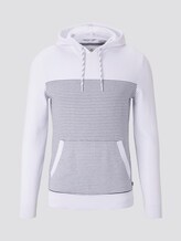 Hoodie in a structured mix - Men - white navy stripe Hoodie in a structured mix - Men - white navy stripe - 7 - TOM TAILOR