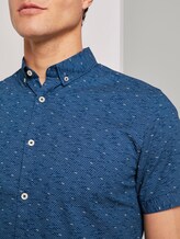 Patterned short-sleeved shirt - Men - navy blue white grid design Patterned short-sleeved shirt - Men - navy blue white grid design - 9 - TOM TAILOR