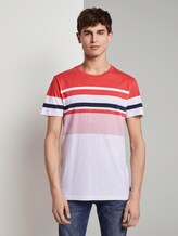 Gestreiftes T-Shirt - Männer - Plain Red Gestreiftes T-Shirt - Männer - Plain Red - 1 - TOM TAILOR Denim