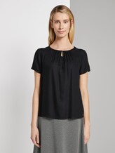 Blusenshirt mit Kräuseldetails - Frauen - Deep Black Blusenshirt mit Kräuseldetails - Frauen - Deep Black - 1 - TOM TAILOR