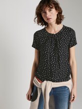 Blusenshirt mit Kräuseldetails - Frauen - black and white dot design Blusenshirt mit Kräuseldetails - Frauen - black and white dot design - 5 - TOM TAILOR