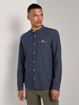 Gemustertes Hemd mit kurzem Stehkragen - Männer - blue mini jaquard pattern Gemustertes Hemd mit kurzem Stehkragen - Männer - blue mini jaquard pattern - 1 - TOM TAILOR Denim