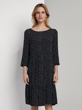 Dotted flounce dress in a midi length - Women - black offwhite dot print Dotted flounce dress in a midi length - Women - black offwhite dot print - 1 - TOM TAILOR