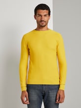 Pullover mit Streifenstruktur - Männer - Californian Yellow Pullover mit Streifenstruktur - Männer - Californian Yellow - 1 - TOM TAILOR