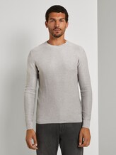 Pullover mit Streifenstruktur - Männer - Light Stone Grey Melange Pullover mit Streifenstruktur - Männer - Light Stone Grey Melange - 1 - TOM TAILOR