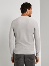 Pullover mit Streifenstruktur - Männer - Light Stone Grey Melange Pullover mit Streifenstruktur - Männer - Light Stone Grey Melange - 2 - TOM TAILOR