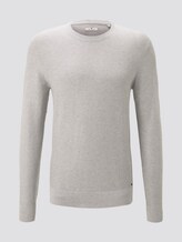 Pullover mit Streifenstruktur - Männer - Light Stone Grey Melange Pullover mit Streifenstruktur - Männer - Light Stone Grey Melange - 7 - TOM TAILOR