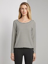 Gestreiftes Langarmshirt - Frauen - offwhite navy structure stripe Gestreiftes Langarmshirt - Frauen - offwhite navy structure stripe - 1 - TOM TAILOR