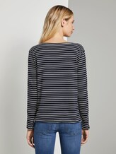 Gestreiftes Langarmshirt - Frauen - navy offwhite structure stripe Gestreiftes Langarmshirt - Frauen - navy offwhite structure stripe - 2 - TOM TAILOR