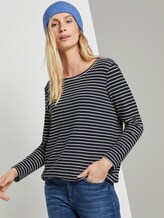 Gestreiftes Langarmshirt - Frauen - navy offwhite structure stripe Gestreiftes Langarmshirt - Frauen - navy offwhite structure stripe - 5 - TOM TAILOR
