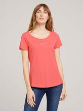 T-Shirt mit Logo Print - Frauen - strong peach tone T-Shirt mit Logo Print - Frauen - strong peach tone - 1 - TOM TAILOR
