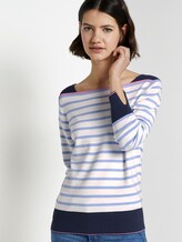 Gestreifter Pullover mit U-Boot-Ausschnitt - Frauen - mid blue white stripe Gestreifter Pullover mit U-Boot-Ausschnitt - Frauen - mid blue white stripe - 5 - TOM TAILOR Denim